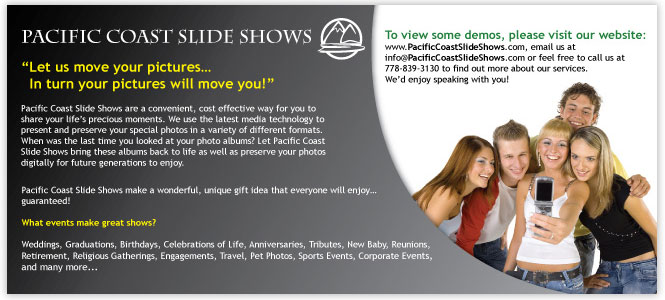 pacific coast slide show flyer graphic design, photography